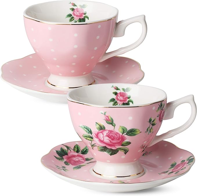 BTät Floral Tea Cups & Saucer Set